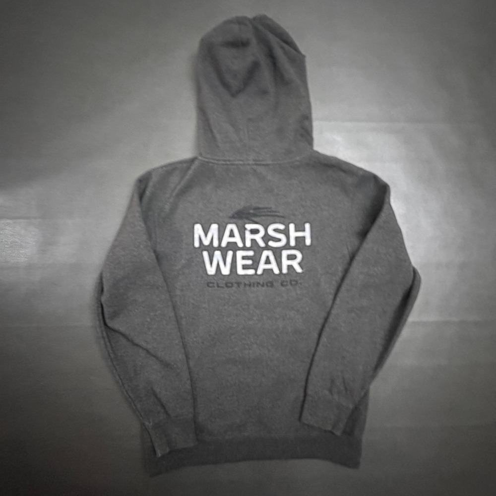 Marsh Wear Hoodie Mens Small Gray Double Sided Soft Fleece Outdoors Fishing Hike